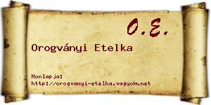 Orogványi Etelka névjegykártya